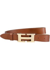 Silbergift Damen Koppelgürtel, braun, modisch, Gr. 95, Rindsleder, Gürtel, mit grafischer goldfarbener Gürtelschnalle
