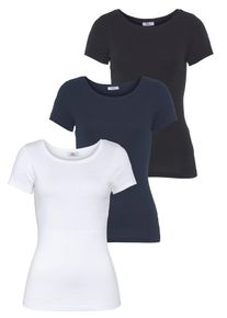 Flashlights Damen T-Shirt, blau, Basic, Gr. 44, unifarben, Feinripp, Obermaterial: 100% Baumwolle. Obermaterial 2: 100% Baumwolle, Shirts, Kurzarm,