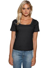 Heine Damen Kurzarmshirt "Carré-Shirt", schwarz, Gr. 46, unifarben, 100% Baumwolle, Shirts
