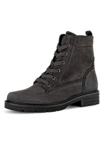 Gabor Damen Schnürboots, Gr. 40, grau, Nubukleder, unifarben, casual, Schuhe, Blockabsatz, Schnürstiefelette, praktischer Innenreißverschluss