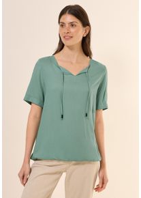Cecil Damen Kurzarmblusematcha grün, casual, Gr. XXL, unifarben, Stoff, 100% Viskose, Blusen, mit Elastiksaum