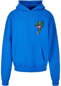 MisterTee Herren Kapuzensweatshirt "MisterTee Flamingo Hoodie", blau, Gr. XS, bedruckt, 100% Baumwolle, Sweatshirts