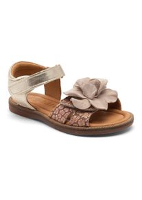 bisgaard Kinder Sandale "agnes Weite: normal", Gr. 28, beige, Leder, metallic, gemustert, festlich, Schuhe, Klettschuh, Festtagsschuh aus Leder,