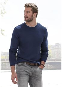 Herren Strickpullover, blau, casual, Gr. S, AUTHENTIC LE JOGGER, unifarben, Strick, Obermaterial: 100% Baumwolle, Pullover, mit Double-Layer Optik,