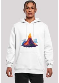 F4NT4STIC Herren Kapuzenpullover "Vulkanausbruch", weiß, casual, Gr. XL, Obermaterial: 65% Baumwolle, 35% Polyester, Pullover, Premium Qualität