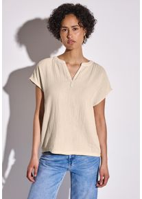 Street One Damen Hemdblusevelvet cream, casual, Gr. 34, unifarben, Web, 100% Baumwolle, Blusen, aus reiner Baumwolle