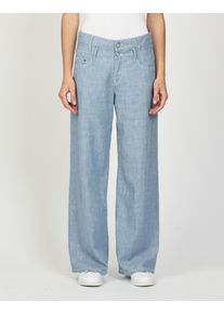 Gang Damen Leinenhose "94CARA", blau, casual, Gr. 26, meliert, Obermaterial: 85% Baumwolle, 15% Leinen, Hosen, mit doppeltem Bund