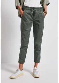 Street One Damen Stoffhosemuse grün, casual, Gr. 42, unifarben, Web, 97% Baumwolle, 3% Elasthan, Hosen, Elastikbund mit Tunnelzug