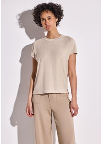 Street One Damen T-Shirtmoonstone sand, casual, Gr. 44, unifarben, Jersey, Obermaterial: 55% Viskose, 45% Polyester, Shirts, mit Streifenstruktur