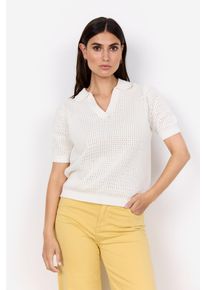 soyaconcept Damen Kurzarmpullover "SC-DENEFA 3", weiß, modisch, Gr. XL, unifarben, Strick, Obermaterial: 100% Baumwolle, Pullover