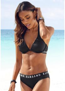 ELBSAND Damen Bügel-Bikini, schwarz, Gr. 38, Microfaser, Bikini-Sets, mit kontrastfarbenen Markenschriftzügen