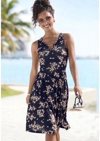 Lascana Damen Jerseykleid, bunt, casual, Gr. 38, bedruckt, geblümt, Jersey, Obermaterial: 100% Viskose, Kleider, mit Blumendruck, Sommerkleid
