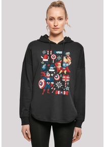 F4NT4STIC Damen Kapuzenpullover "Marvel Thor und Captain America weihnachten", schwarz, casual, Gr. M, Obermaterial: 100% Baumwolle, Pullover, Print