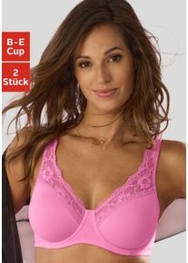 Petite Fleur Damen Minimizer-BH, Gr. 85, pink, Jersey, Spitze, Obermaterial: 75% Baumwolle, 18% Polyamid, 7% Elasthan, klassisch, BHs, mit Bügel aus