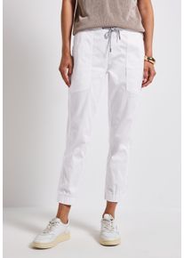 Street One Damen Stoffhose, weiß, casual, Gr. 46, unifarben, Web, 97% Baumwolle, 3% Elasthan, Hosen, Elastikbund mit Tunnelzug