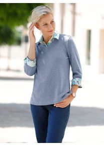 Classic Basics Damen 2-in-1-Shirt "Shirt", blau, Gr. 40, unifarben, geblümt, gemustert, 85% Polyester, 15% Viskose, Shirts