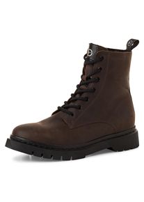 Tamaris Damen Winterboots, Gr. 40, braun, Glattleder, Basic, Schuhe, Blockabsatz, Schnürboots, Winterstiefelette, T-Logo an der Zunge