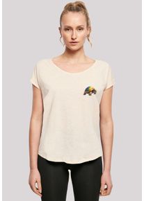 F4NT4STIC Damen T-Shirt "Rainbow Turtle LONG TEE", beige, casual, Gr. XXL, Obermaterial: 100% Baumwolle, Shirts, Print