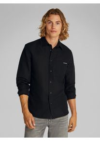 Herren Leinenhemd "LINEN COTTON SHIRT", schwarz, casual, Gr. S, Calvin Klein Jeans, unifarben, Web, Obermaterial: 58% Leinen, 42% Baumwolle, Hemden,