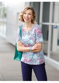 Classic Basics Damen Kurzarmshirt "Shirt", bunt, Gr. 38, gemustert, mehrfarbig, 100% Baumwolle, Shirts