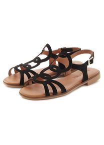 Lascana Damen Sandale "Sommerschuh", Gr. 40, schwarz, Obermaterial: 100% Rindsleder. Futter: 100% Textilmaterial. Decksohle: 100% Textilmaterial.