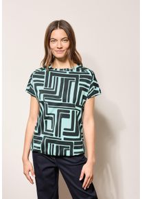 Cecil Damen T-Shirtslate khaki, casual, Gr. XXL, bedruckt, Web, Stoff, 50% Baumwolle, 50% Modal, Shirts, mit U-Boot-Ausschnitt