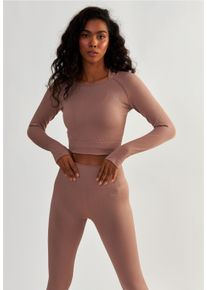 BESHAPED Damen Langarmshirt "Femme Force", rosa, Gr. M, gestreift, 90% Nylon, 10% Elasthan, Shirts, mit langen Ärmeln und gerippter Textur