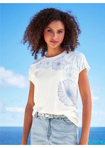 Heine Damen Rundhalsshirt "Shirt", beige, Gr. 50, gemustert, mehrfarbig, bedruckt, 95% Viskose, 5% Elasthan, Shirts
