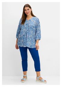 sheego Damen 7/8-Hose "Große Größen", blau, casual, Gr. 54, unifarben, Obermaterial: 98% Baumwolle, 2% Elasthan, Hosen, im Curvy-Schnitt SUSANNE