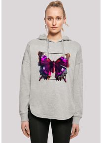 F4NT4STIC Damen Kapuzenpullover "Pink Schmetterling OVERSIZE TEE", grau, casual, Gr. M, Obermaterial: 100% Baumwolle, Pullover, Print
