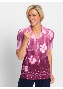 CLASSIC Damen Poloshirt "Poloshirt", bunt, Gr. 40, geblümt, gemustert, mehrfarbig, 95% Viskose, 5% Elasthan, Shirts