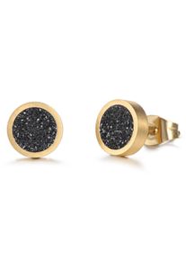 Kingka Damen Paar Ohrstecker "Stardust, SE8517GBK, SE8517GGD", Edelstahl, schwarz, Edelstahl, Ohrringe