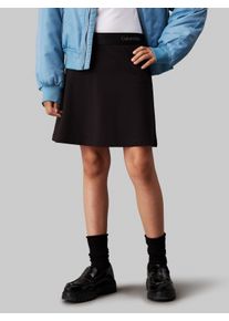 Mädchen Minirock "LOGO TAPE FLARE PUNTO SKIRT", schwarz, casual, Gr. 4, Calvin Klein Jeans, unifarben, Jersey, Obermaterial: 66% Viskose, 30%