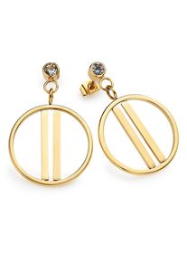 HECHTER PARIS Damen Paar Ohrstecker "Schmuck Geschenk Edelstahl Ohrringe Kreis Rund Stäbchen", Edelstahl, gold, Edelstahl, Ohrringe, mit Topas