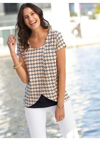 Inspirationen Damen Kurzarmshirt "Shirt", orange, Gr. 38, gemustert, ethno, mehrfarbig, 95% Viskose, 5% Elasthan, Georgette:100% Polyester, Shirts