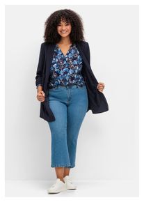 sheego Damen Bootcut-Jeans "Große Größen", blau, casual, Gr. 44, unifarben, Obermaterial: 99% Baumwolle, 1% Elasthan, Jeans, in 7/8-Länge,