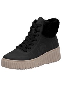 Rieker Damen Winterboots, Gr. 36, schwarz, Lederimitat, Textil, unifarben, sportlich, Schuhe, Keilstiefelette, Schnürboots mit Innenreißverschluss