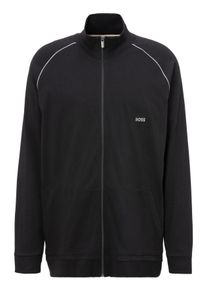 BOSS Herren Sweatjacke, Gr. XXXL, schwarz, Sweatware, Obermaterial: 95% Baumwolle, 5% Elasthan, unifarben, kontrastfarbene Details, casual,