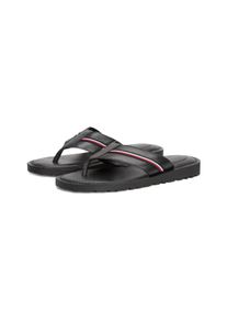 Tommy Hilfiger Herren Zehentrenner "CORE HILFIGER TOE POST LH SANDAL", Gr. 46, schwarz, Leder, sportlich, Schuhe, Sommerschuh, Strandschuh, Dianette