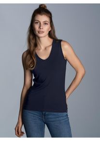 TRIGEMA Damen Tanktop "TRIGEMA Trägershirt aus Viskose", blau, Basic, Gr. XL, 94% Viskose, 6% Elastan, Tops