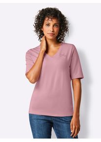 Damen V-Shirt "Pima-Baumwoll-Shirt", lila, Gr. 40, CREATION L PREMIUM, unifarben, 95% Baumwolle, 5% Elasthan, Shirts