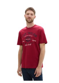 Tom Tailor Herren T-Shirt, rot, casual, Gr. XXL, Single Jersey, Obermaterial: 100% Baumwolle, Shirts, mit großem Logofrontprint