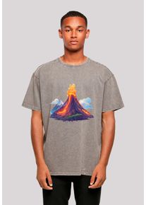 F4NT4STIC Herren T-Shirt "Vulkanausbruch", grau, casual, Gr. L, Obermaterial: 100% Baumwolle, Shirts, Premium Qualität