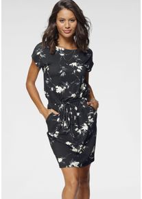 Laura Scott Damen Sommerkleid, schwarz, feminin, Gr. 38, geblümt, Single Jersey, Obermaterial: 95% Viskose, 5% Elasthan, Kleider, festlich,