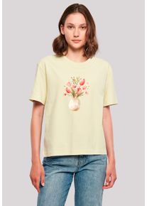 F4NT4STIC Damen T-Shirt "Rosa Frühlingsblumenstrauß in Vase", gelb, casual, Gr. XL, Obermaterial: 100% Baumwolle, Shirts, Premium Qualität