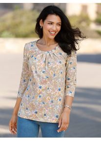 Classic Basics Damen 3/4-Arm-Shirt "3/4-Arm-Shirt", beige, Gr. 46, gemustert, mehrfarbig, geblümt, 100% Baumwolle, Shirts