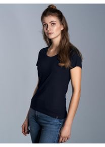 TRIGEMA Damen T-Shirt "TRIGEMA Rundhalsshirt aus Viskose", blau, Basic, Gr. M, 94% Viskose, 6% Elastan, Shirts