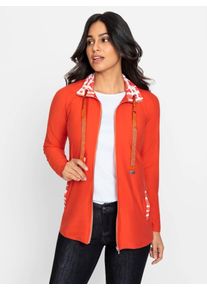 Inspirationen Damen Shirtjacke "Shirtjacke", orange, Gr. 40, unifarben, gemustert, mehrfarbig, 92% Polyester, 8% Elasthan, Shirts