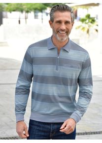 Marco Donati Herren Poloshirt "Langarm-Shirt", blau, Gr. 44, bedruckt, gemustert, 100% Baumwolle, Shirts
