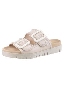 Gabor Damen Pantolette, Gr. 41, beige, Leder, unifarben, casual, Schuhe, Plateau, Bequemschuh, Sommerschuh mit praktischen Klettverschlüssen